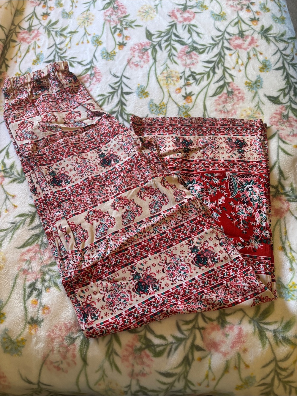 Xhilaration Red and Cream Wide Leg Pants